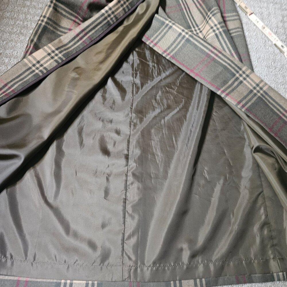 VTG Talbots Midi Skirt 100% Wool Women's SZ 14 Plaid Gray Preppy Academia Work - Picture 6 of 12